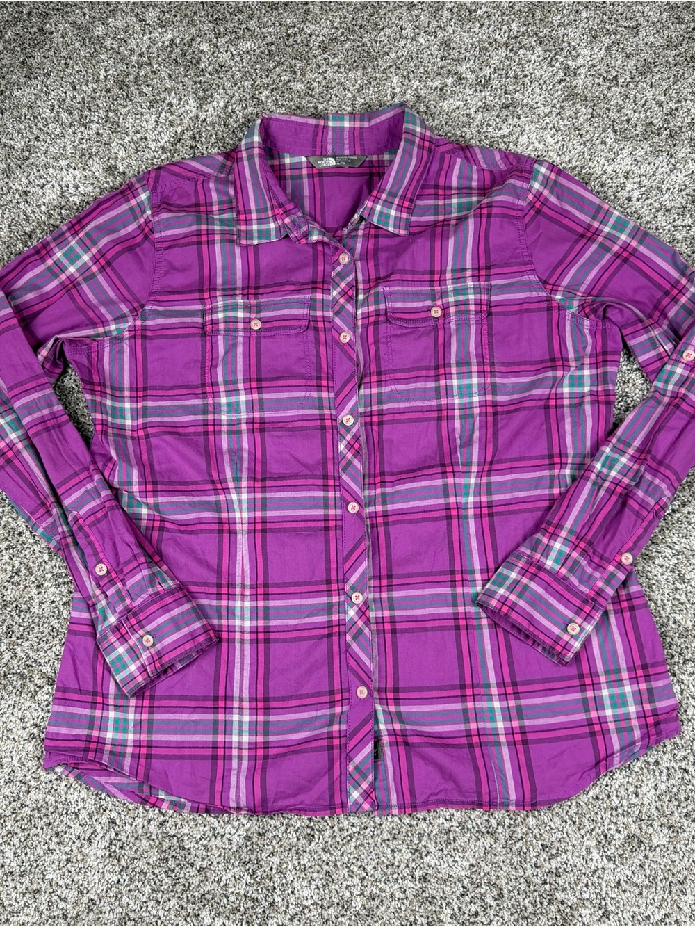 The North Face Purple Plaid Button-Down Shirt
